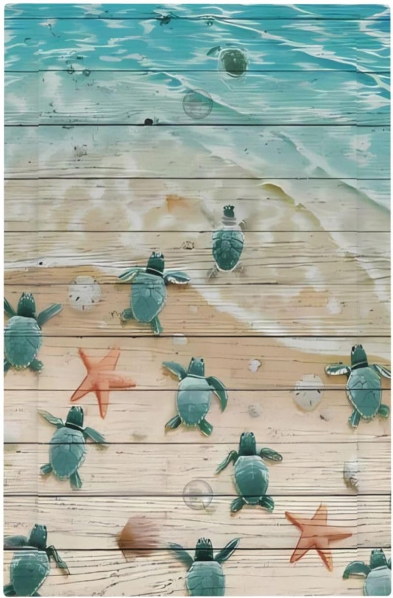ranedula Turtle Beach Village Wood Decorative 1-Gang Blank Wallplate Single No Device Electrical Outlet Covers Switch Plate Faceplate for Bathroom Kitchen Home Decor Art Decor 5 X 3 In - Image 1